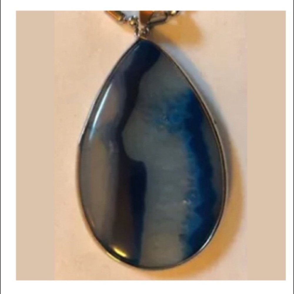 Blue Agate Stone Pendant NEW Authentic Stone artisan-made pendant